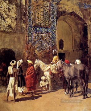 Blue Tiled Mosque At Delhi India Arabian Edwin Lord Weeks Islamic Oil Paintings
